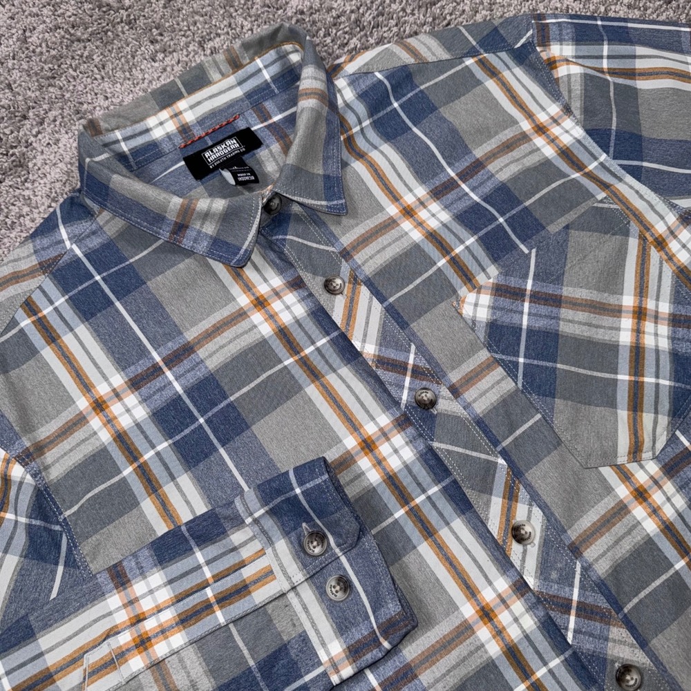 Alaskan Hardgear Duluth Trading Co Plaid Shirt Mens Blue Grey XL EXCELLENT